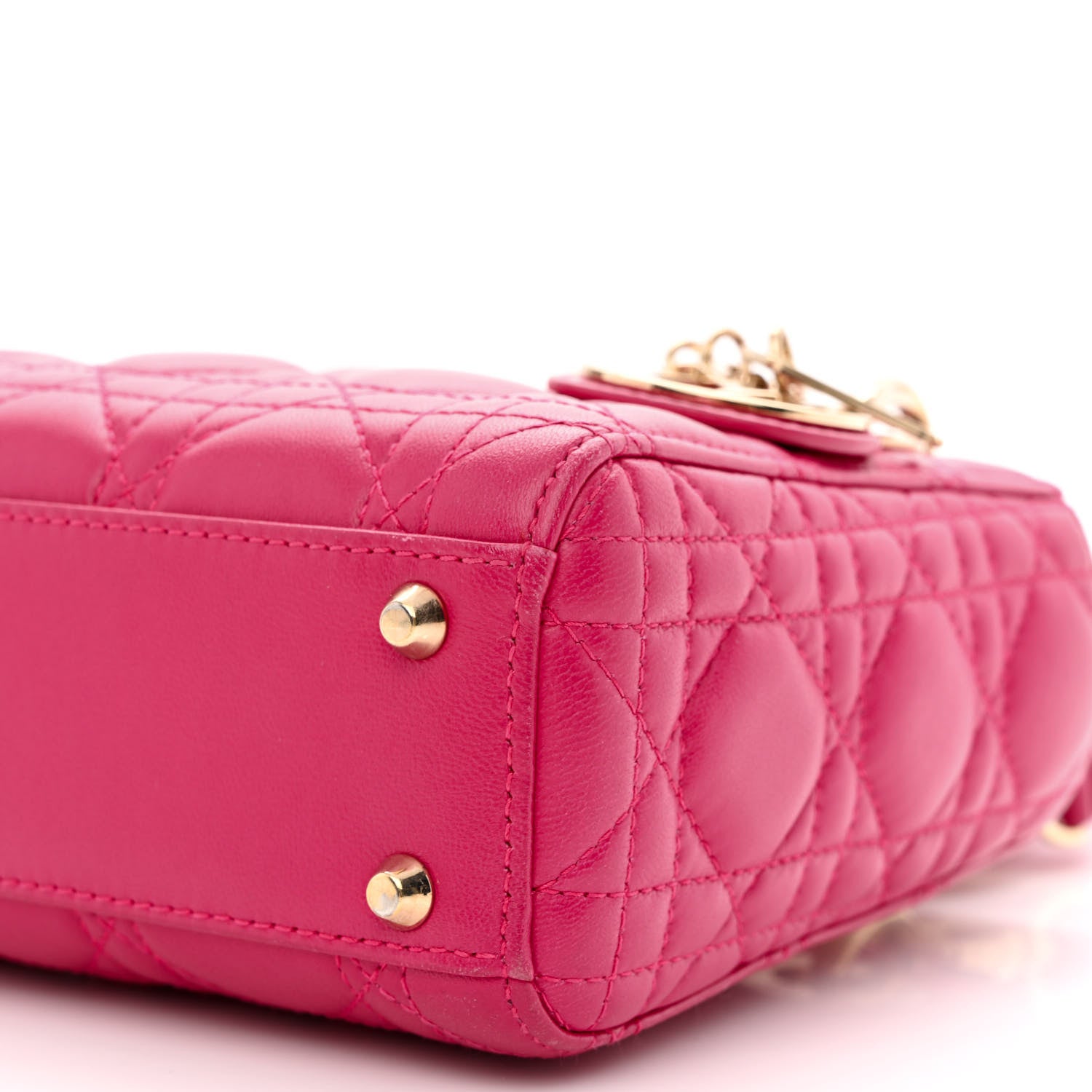Christian Dior Lambskin Cannage Mini Lady Dior Fuchsia 10 of 15