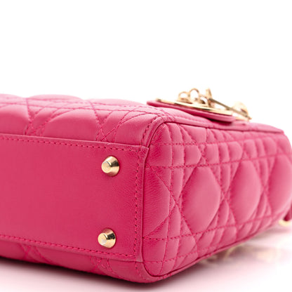 Christian Dior Lambskin Cannage Mini Lady Dior Fuchsia 10 of 15
