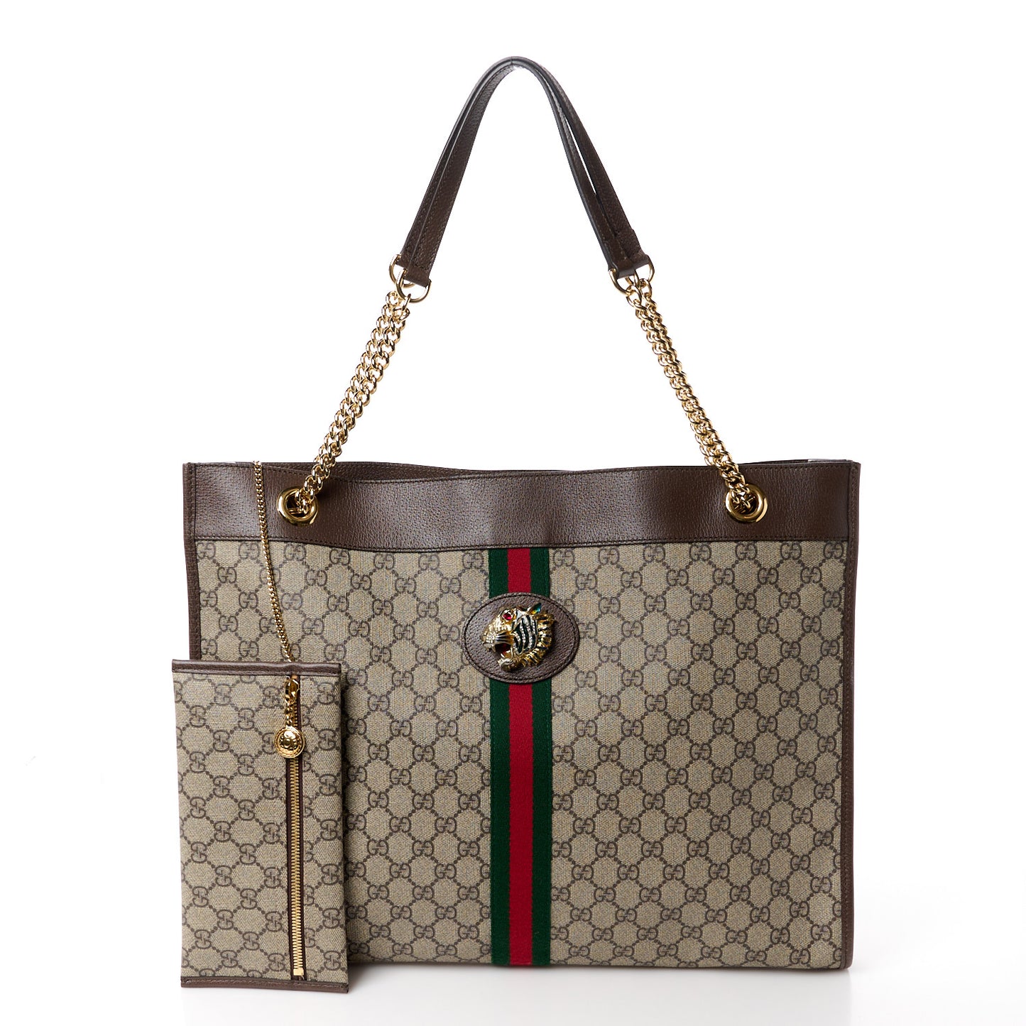 GG Supreme Monogram Large Rajah Chain Tote Beige New Acero