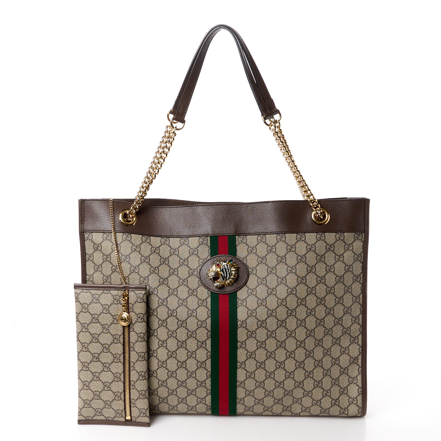 Gucci GG Supreme Monogram Large Rajah Chain Tote Beige New Acero 3 of 14