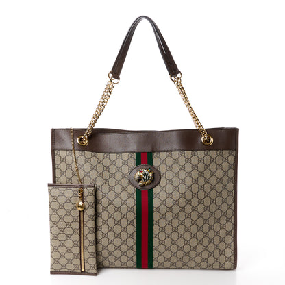 Gucci GG Supreme Monogram Large Rajah Chain Tote Beige New Acero 3 of 14
