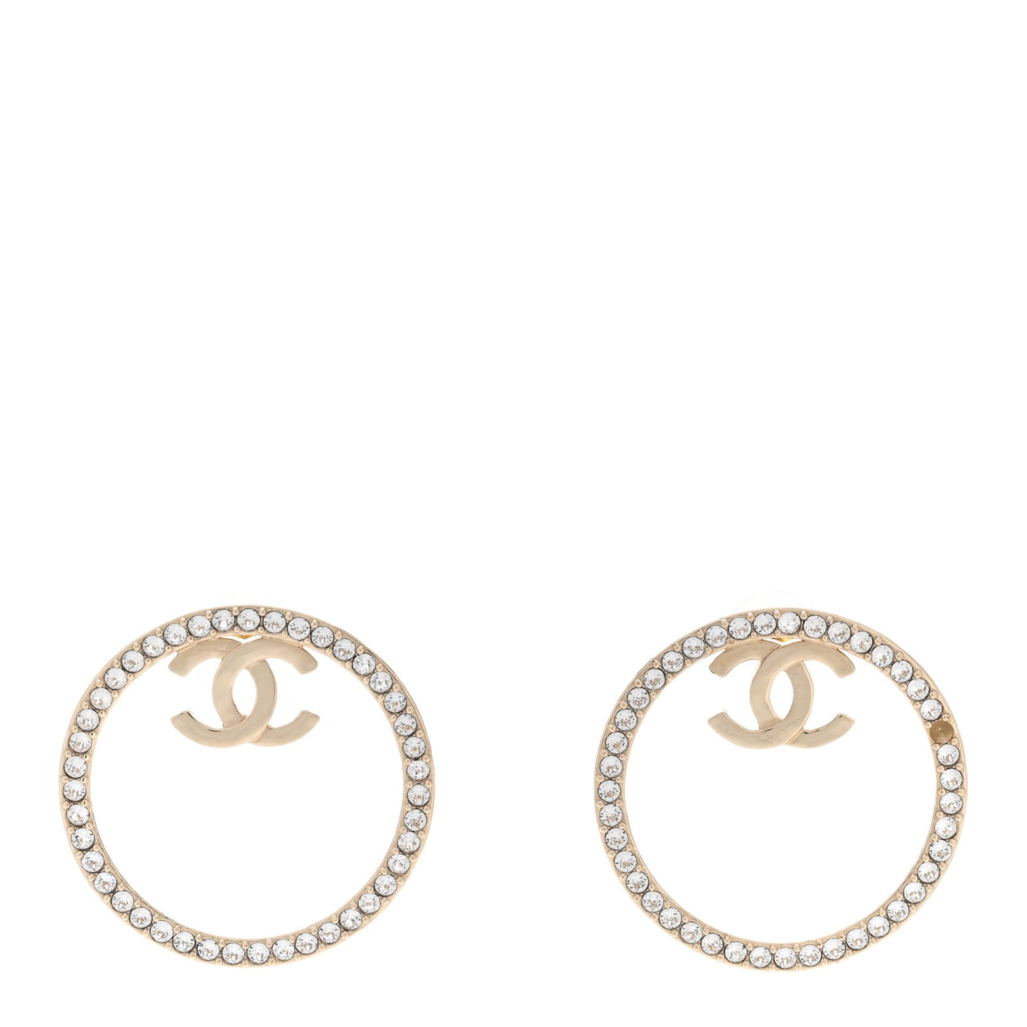 Crystal CC Large Hoop Earrings Gold