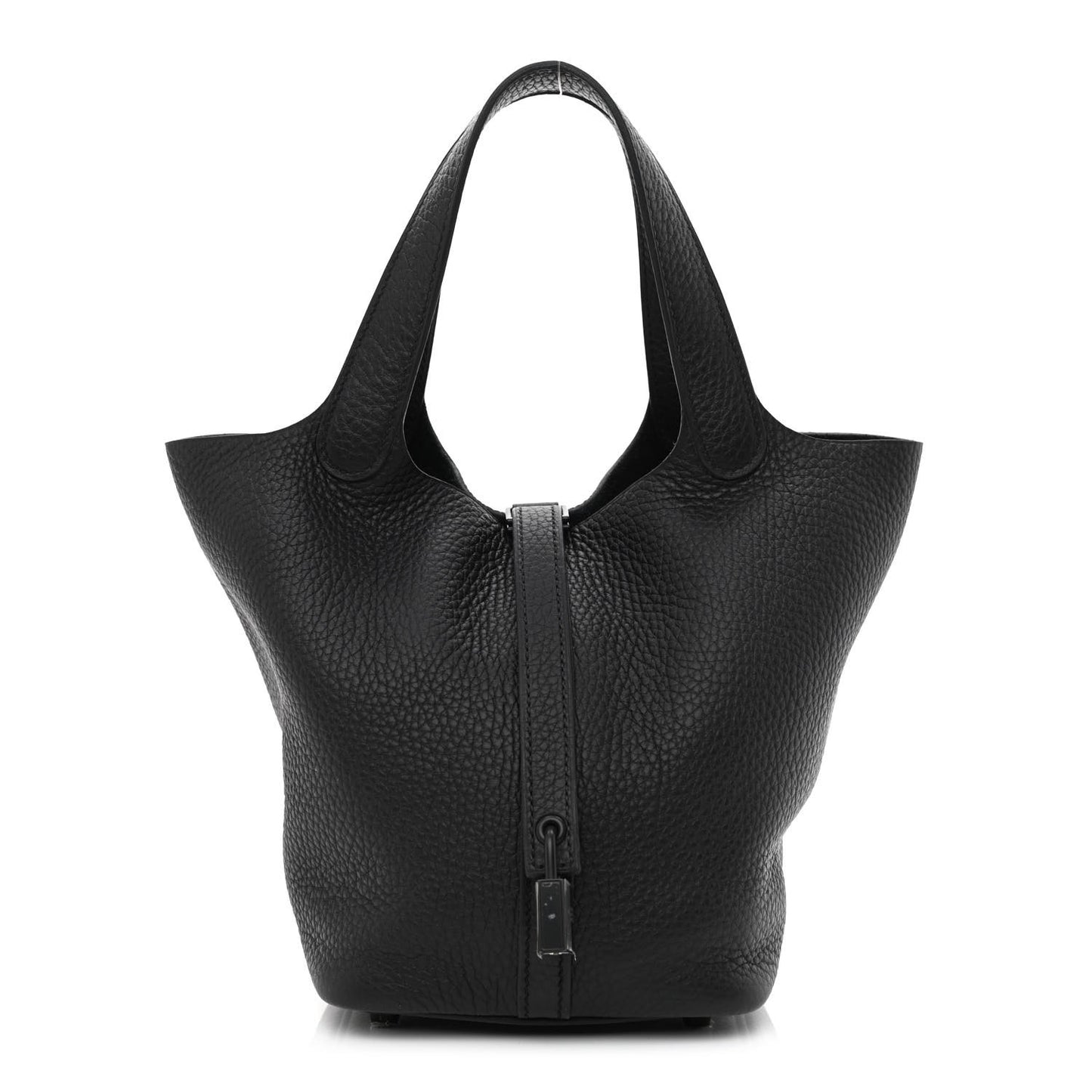 Taurillon Clemence Monochrome Picotin Lock 18 PM Black