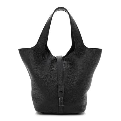 Hermes Taurillon Clemence Monochrome Picotin Lock 18 PM Black 1 of 10