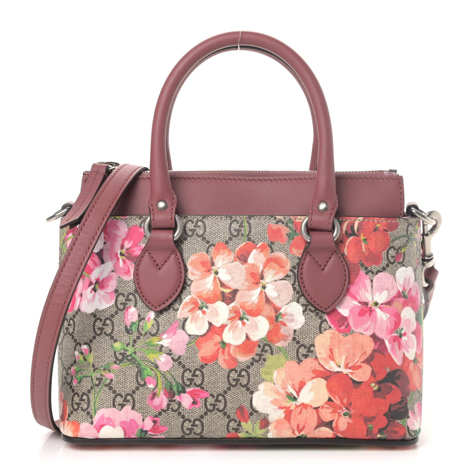 Gucci GG Supreme Monogram Blooms Mini Zip Top Tote Beige Multicolor Dry Rose 1 of 4