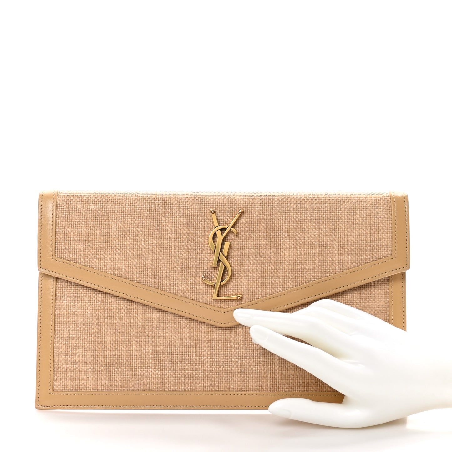 Micro Raffia Uptown Pouch Natural Hay Blush