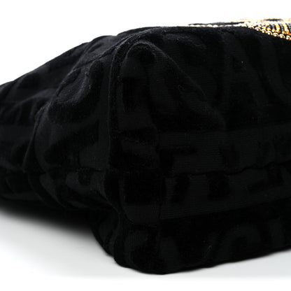 Versace Terry Cloth Allover Crystal Studded Medusa Tote Black 8 of 12
