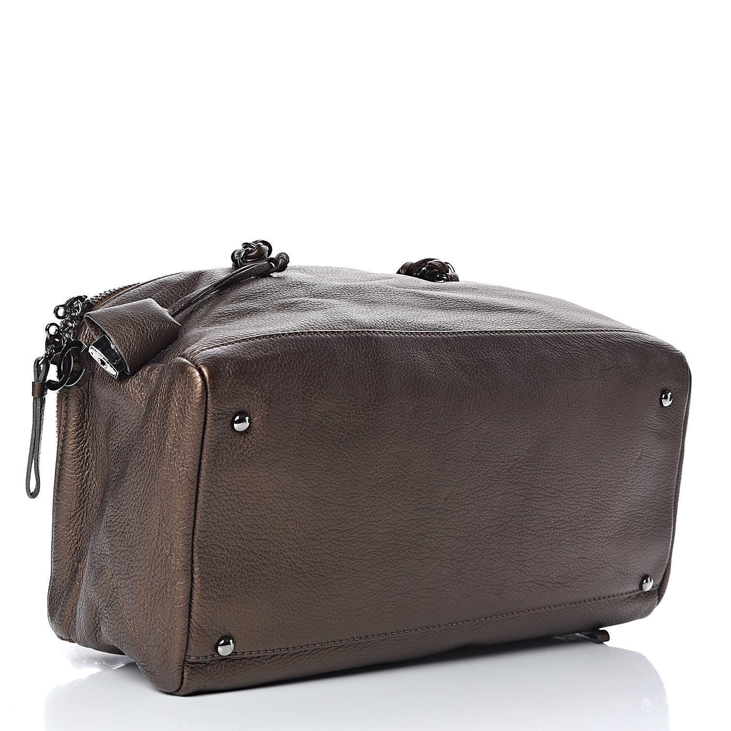 Chanel Metallic Deerskin Luxe Ligne Bowler Bronze 4 of 12