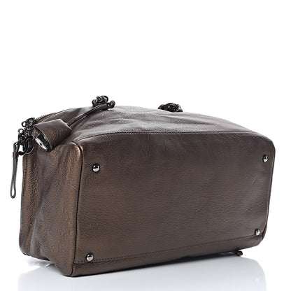 Chanel Metallic Deerskin Luxe Ligne Bowler Bronze 4 of 12