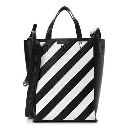 Off-White Saffiano Striped Diag Binder Crossbody Black White 1 of 7