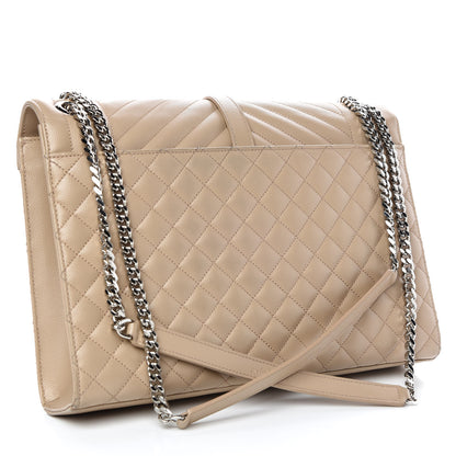 Saint Laurent Grain De Poudre Large Tri-Quilt Monogram Satchel Dark Beige 3 of 10