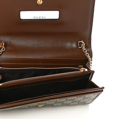 Gucci GG Supreme Monogram Azalea Calfskin Horsebit 1955 Wallet On Chain Beige Ebony Brown Sugar 5 of 11