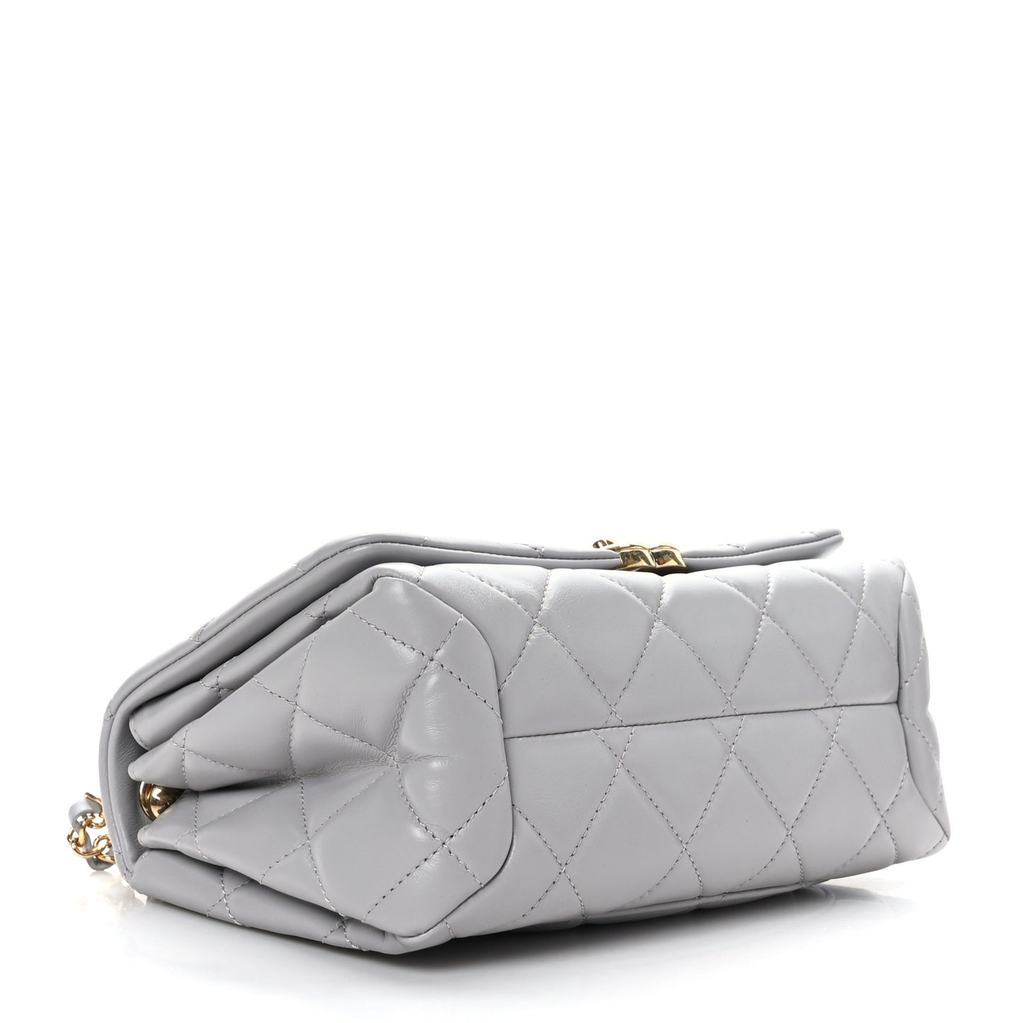 Lambskin Quilted Medium Color Match Flap Grey