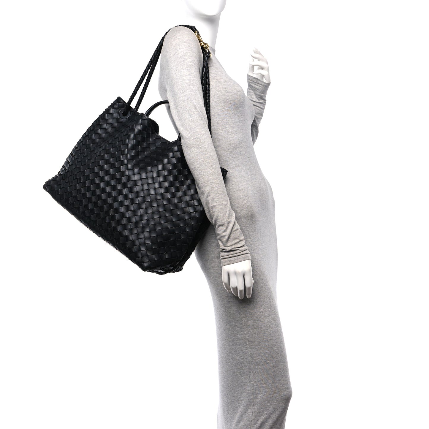 Nappa Intrecciato Large Andiamo Shoulder Bag Black