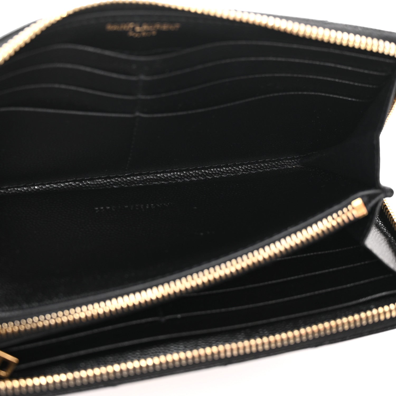 Saint Laurent Grain De Poudre Matelasse Chevron Monogram Zip Around Wallet Black 5 of 11