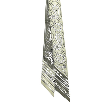 Hermes Silk Cheval De Coeur Bandana Twilly Loden Kaki Creme 2 of 3