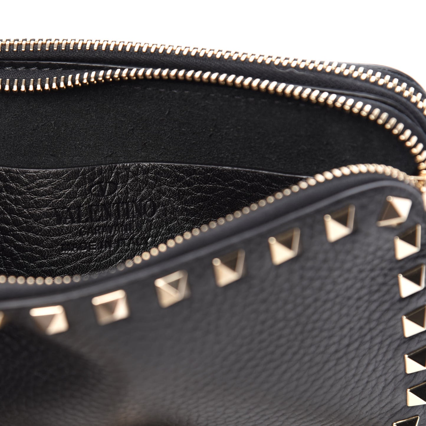 Pebbled Calfskin Rockstud Small Chain Shoulder Bag Black