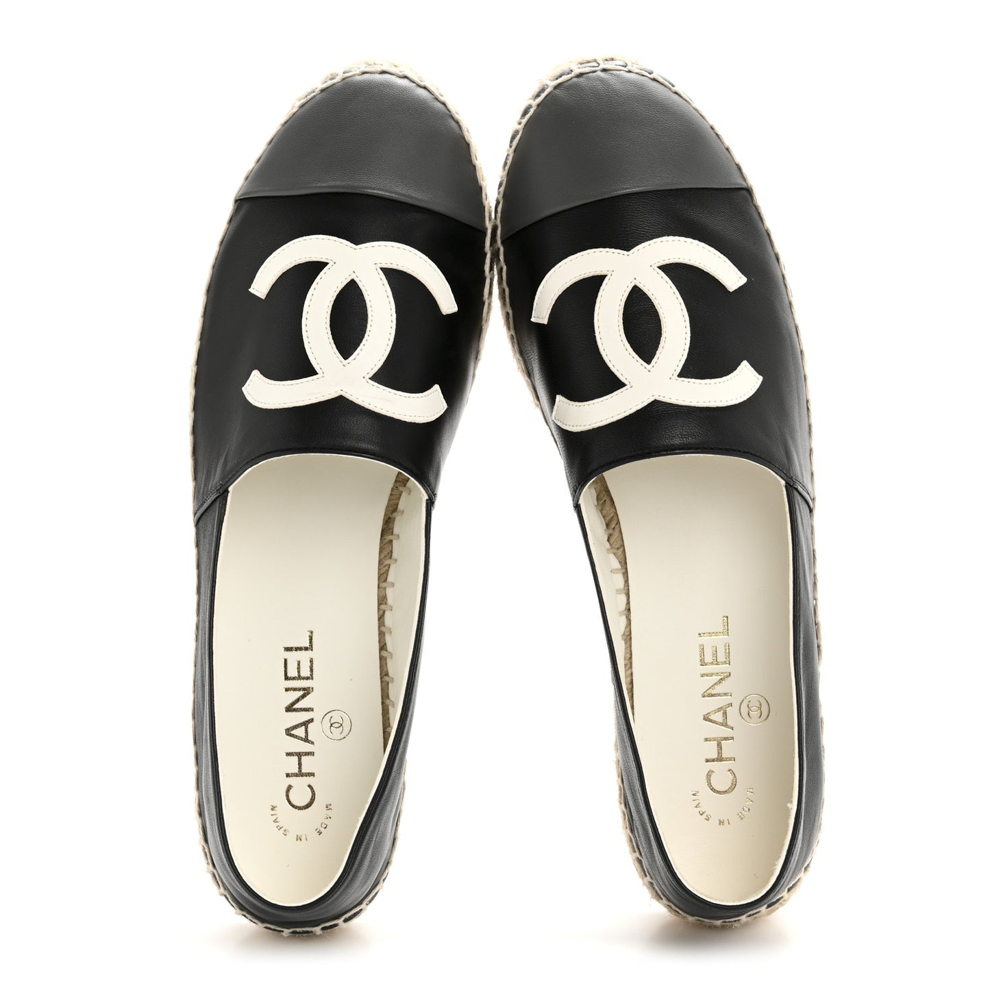 Lambskin CC Espadrilles 41 Black White Grey