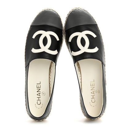 Chanel Lambskin CC Espadrilles 41 Black White Grey 2 of 10