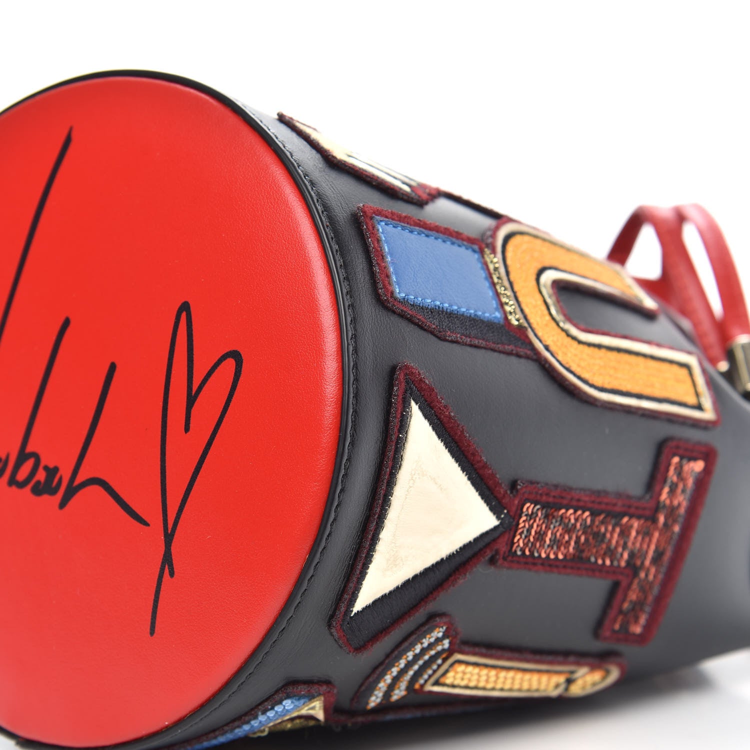 Christian Louboutin Calfskin Embroidered Alpha Marie Jane Bucket Black Multicolor 8 of 10