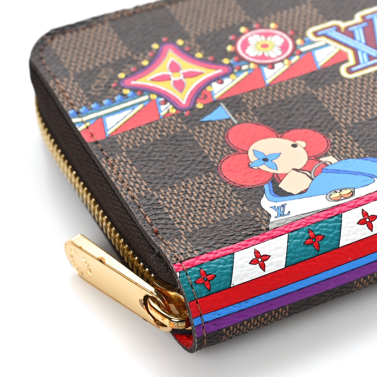 Louis Vuitton Damier Ebene 2020 Christmas Animation Bumper Cars Zippy Wallet Coquelicot 7 of 9