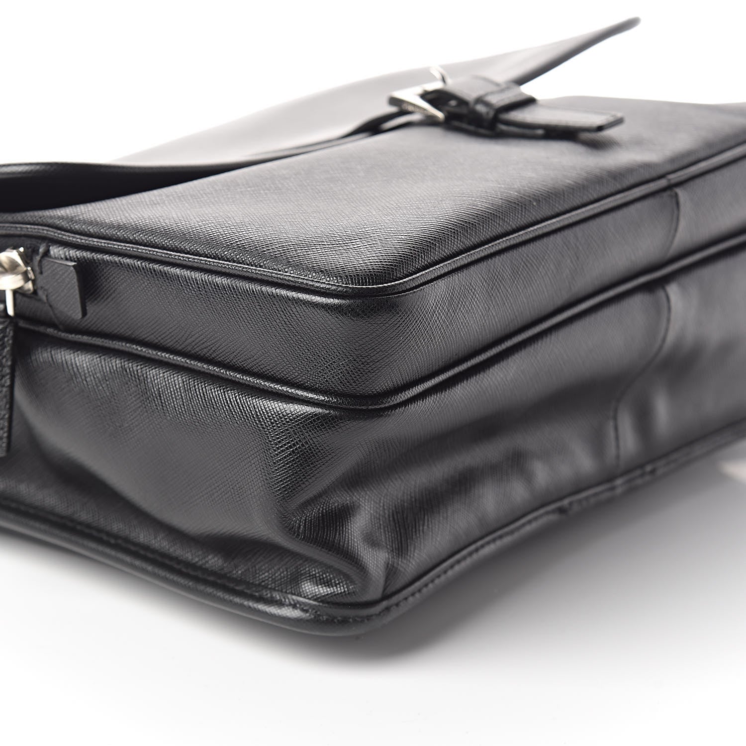 Prada Saffiano Messenger Satchel Black 7 of 9