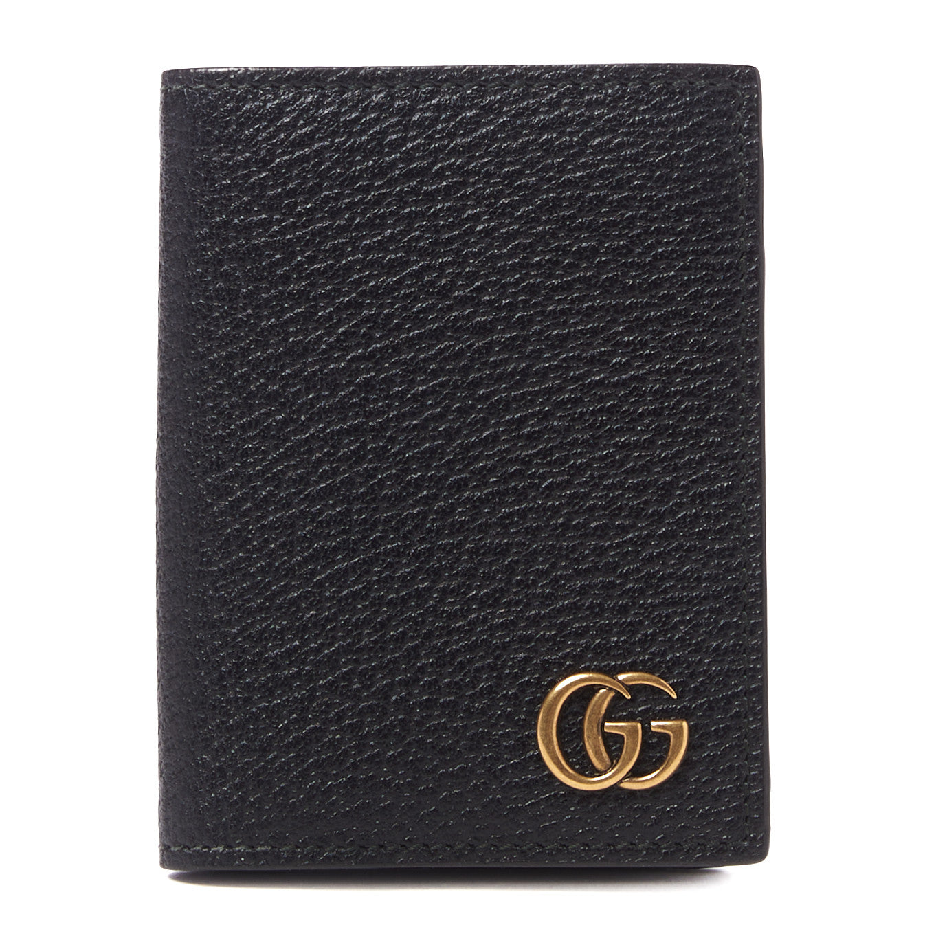 Gucci Calfskin Boar Effect GG Marmont Card Case Black 1 of 7