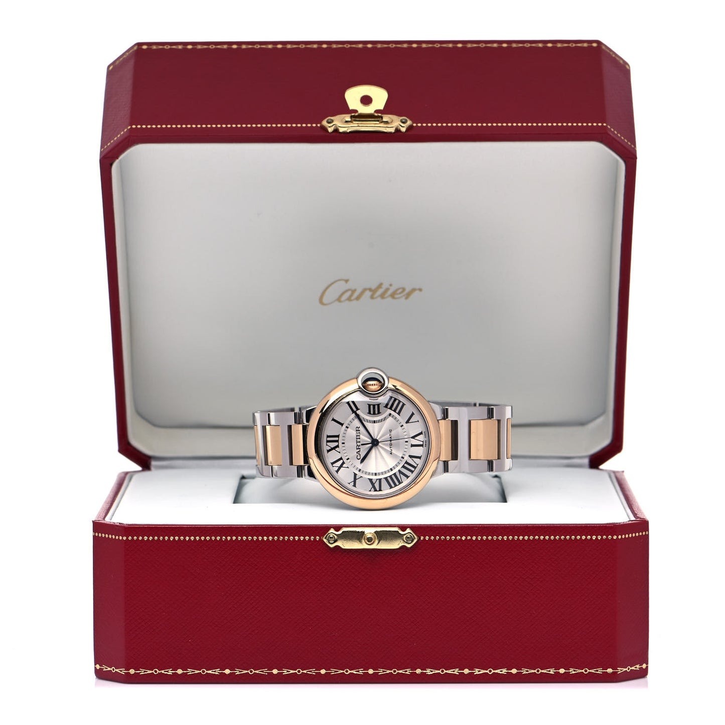 Stainless Steel 18K Pink Gold 36mm Ballon Bleu De Cartier Automatic Watch
