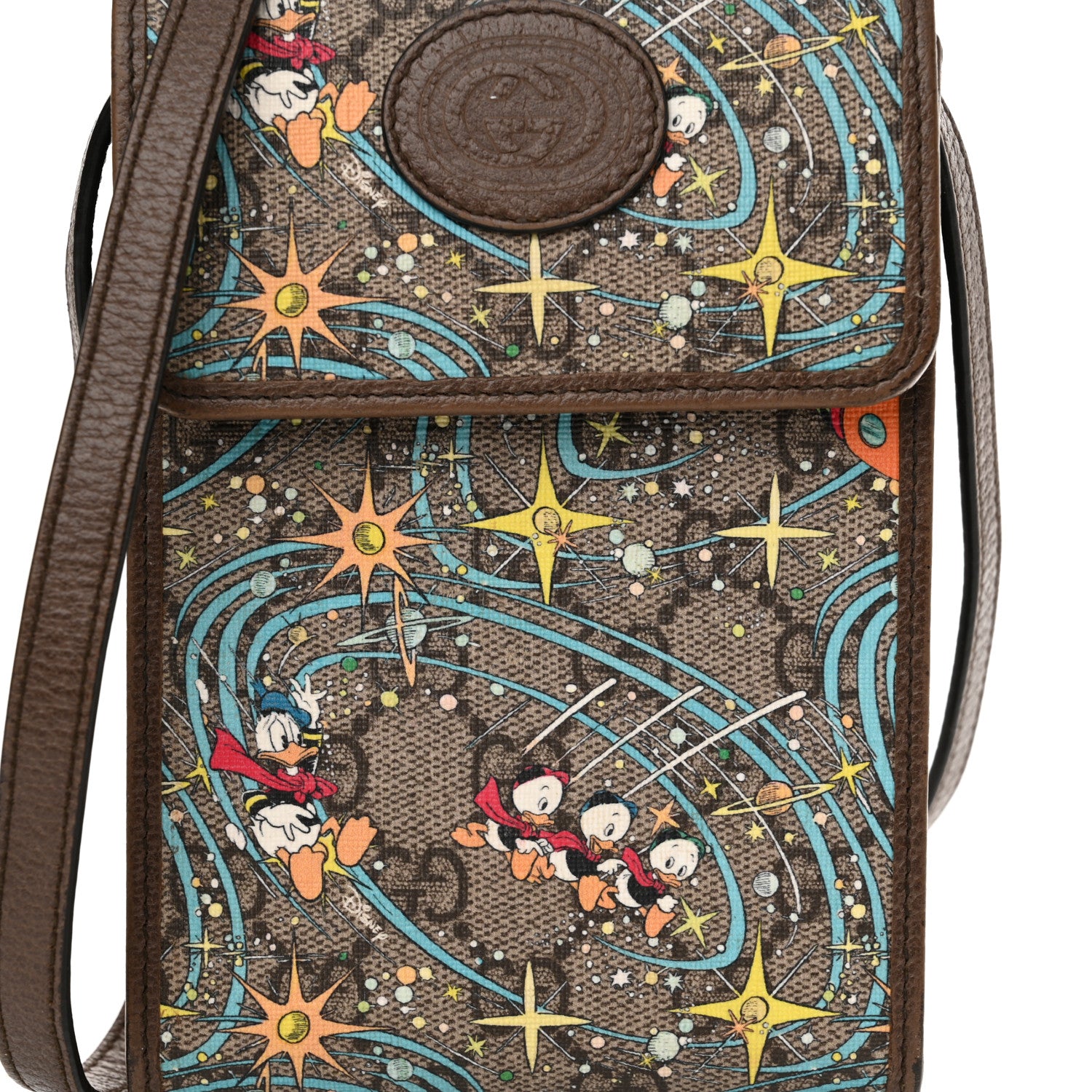 Gucci X DISNEY GG Supreme Monogram Donald Duck Mini Interlocking G Crossbody Bag Beige Multicolor New Acero 8 of 17