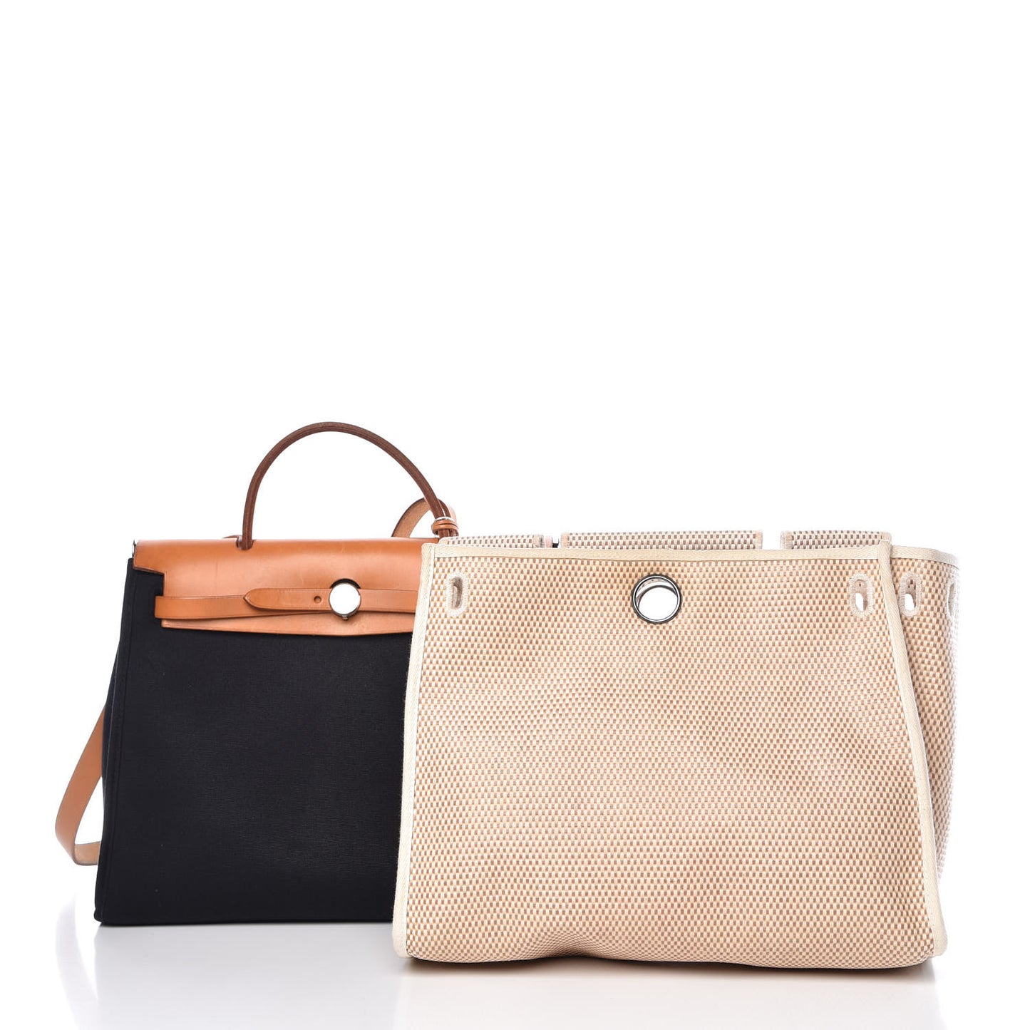 Toile Vache Calfskin Herbag 30 PM Black Natural