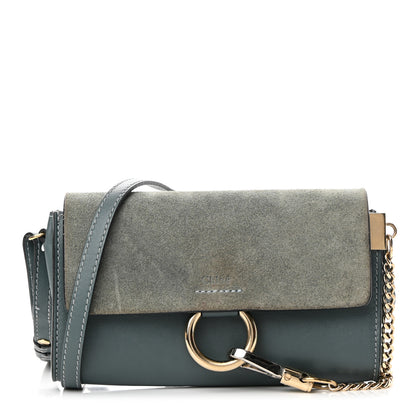 Chloe Suede Calfskin Mini Faye Shoulder Bag Cloudy Blue 1 of 19
