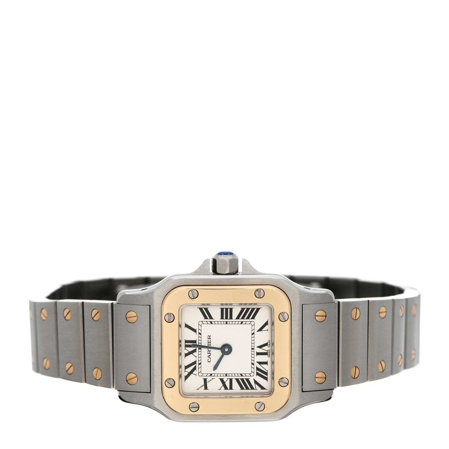 Cartier Stainless Steel 18K Yellow Gold 24mm Santos De Cartier Galbee Quartz Watch 2 of 5