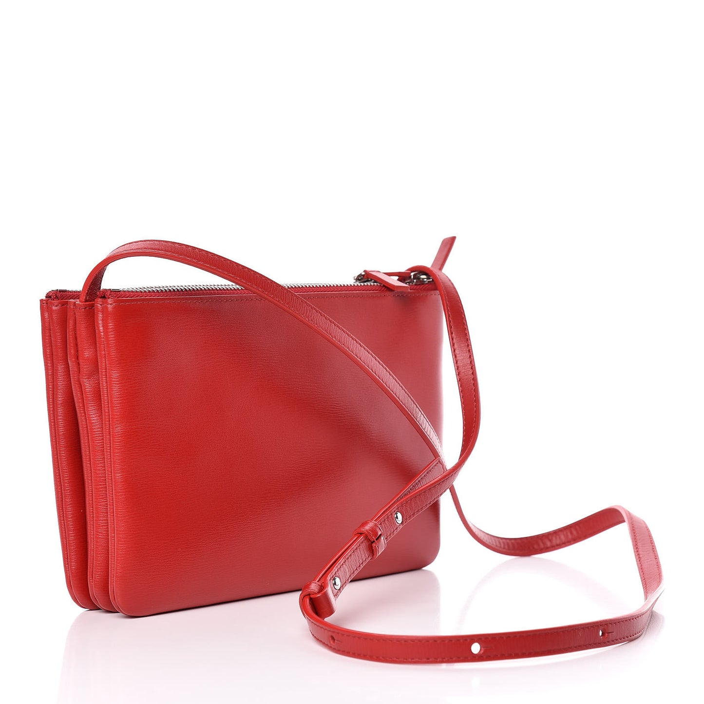 Liege Calfskin Small Trio Crossbody Bag Pop Red