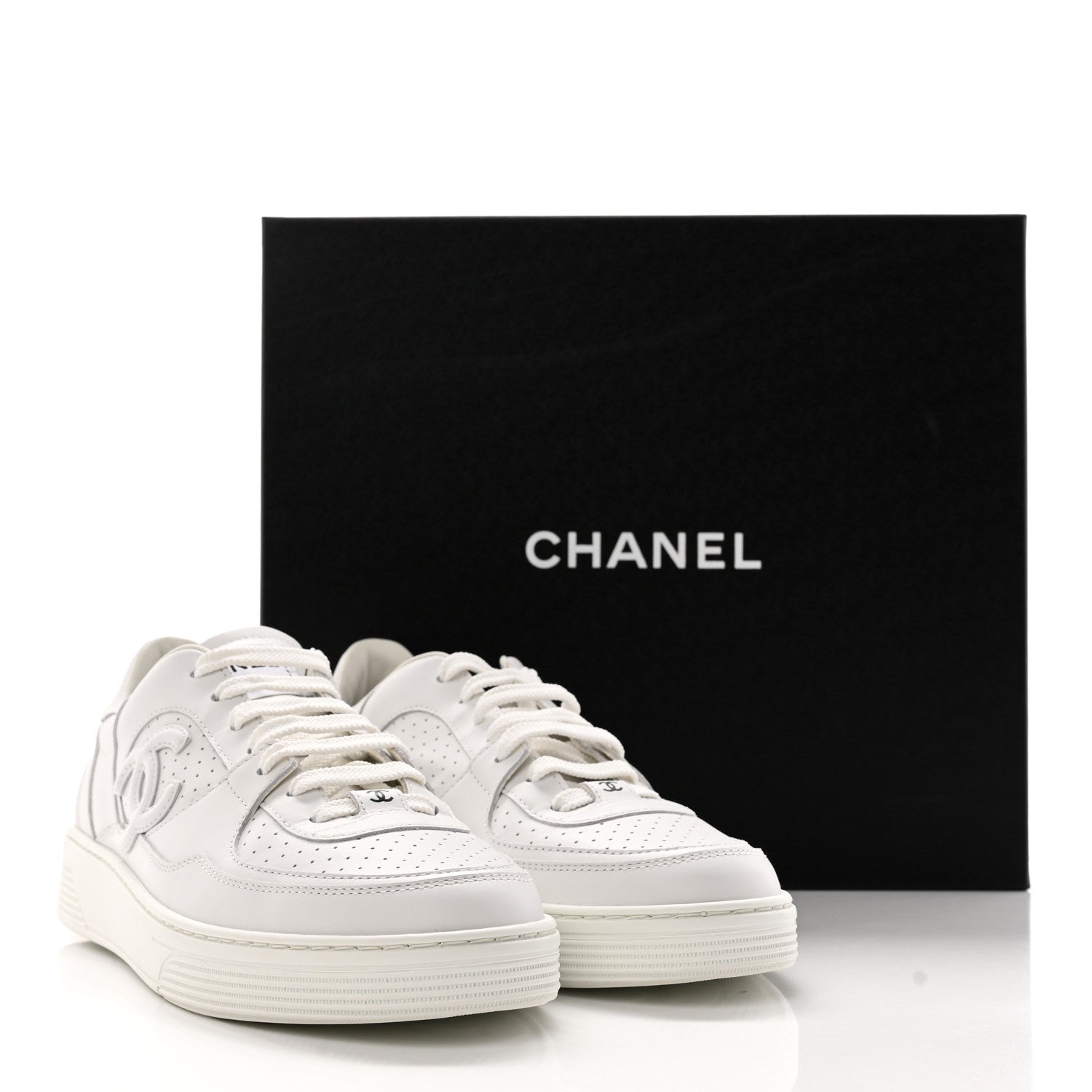 Chanel Calfskin CC Womens Sneakers 40.5 White 12 of 12