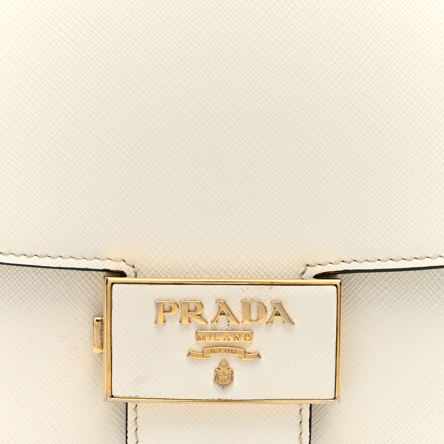 Saffiano Lux Embleme Flap Shoulder Bag White