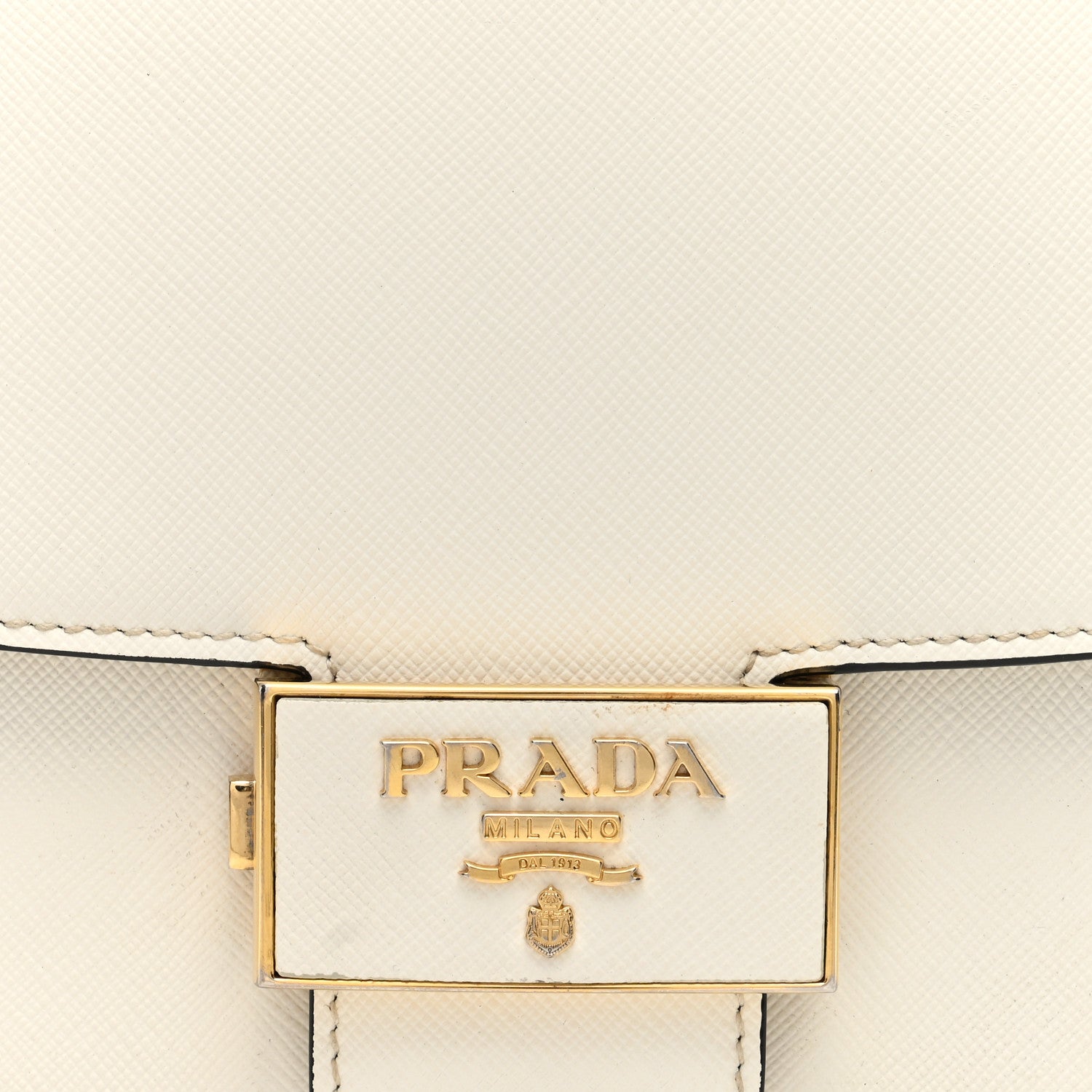 Prada Saffiano Lux Embleme Flap Shoulder Bag White 7 of 9