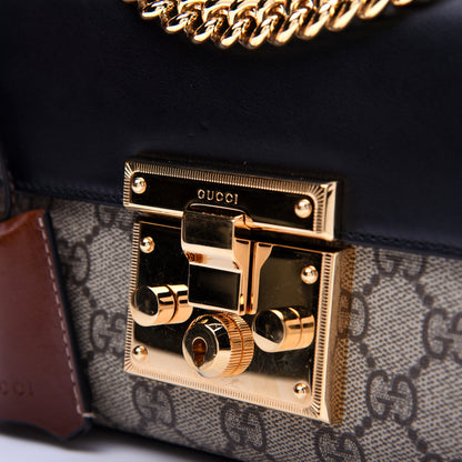 Gucci GG Supreme Monogram Calfskin Small Padlock Shoulder Bag Beige Black Cuir 11 of 13