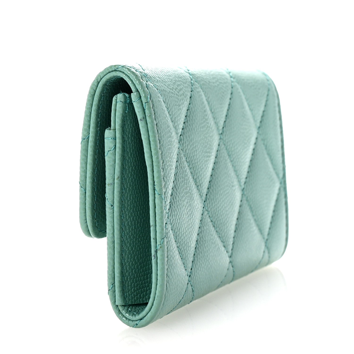 Chanel Caviar Pearl Quilted Coco Candy Flap Card Holder Turquoise 3 of 8