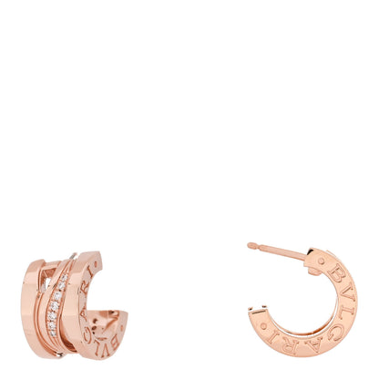 Bulgari 18K Rose Gold Diamond B.Zero1 Legend Hoop Earrings 1 of 6