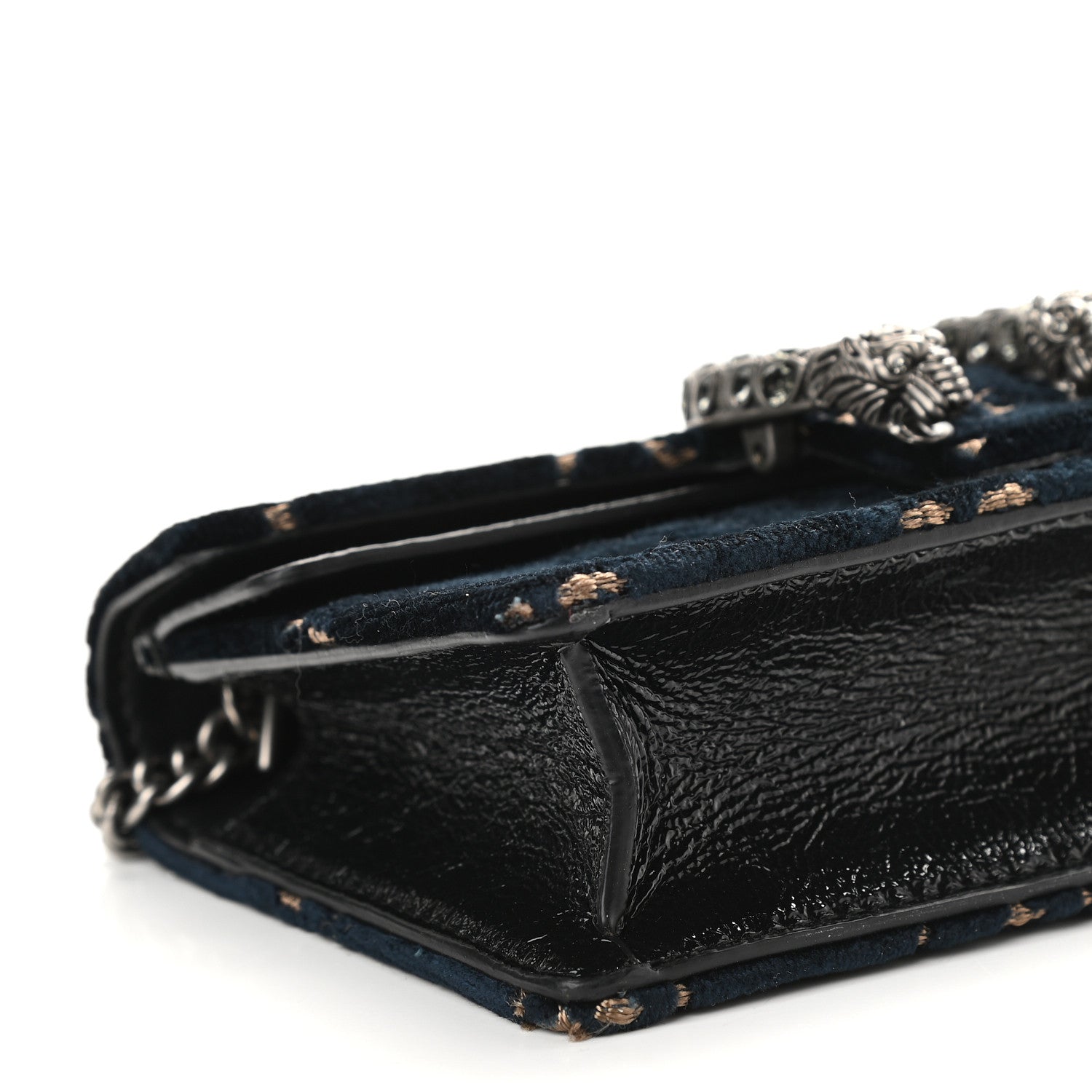 Gucci Velvet GG Monogram Super Mini Dionysus Shoulder Bag Blue Beige Black 7 of 8