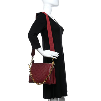 Louis Vuitton Lambskin Embossed Monogram Coussin PM Wine 2 of 9