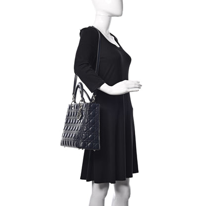 Christian Dior Lambskin Cannage Large Lady Dior Navy Blue 2 of 10
