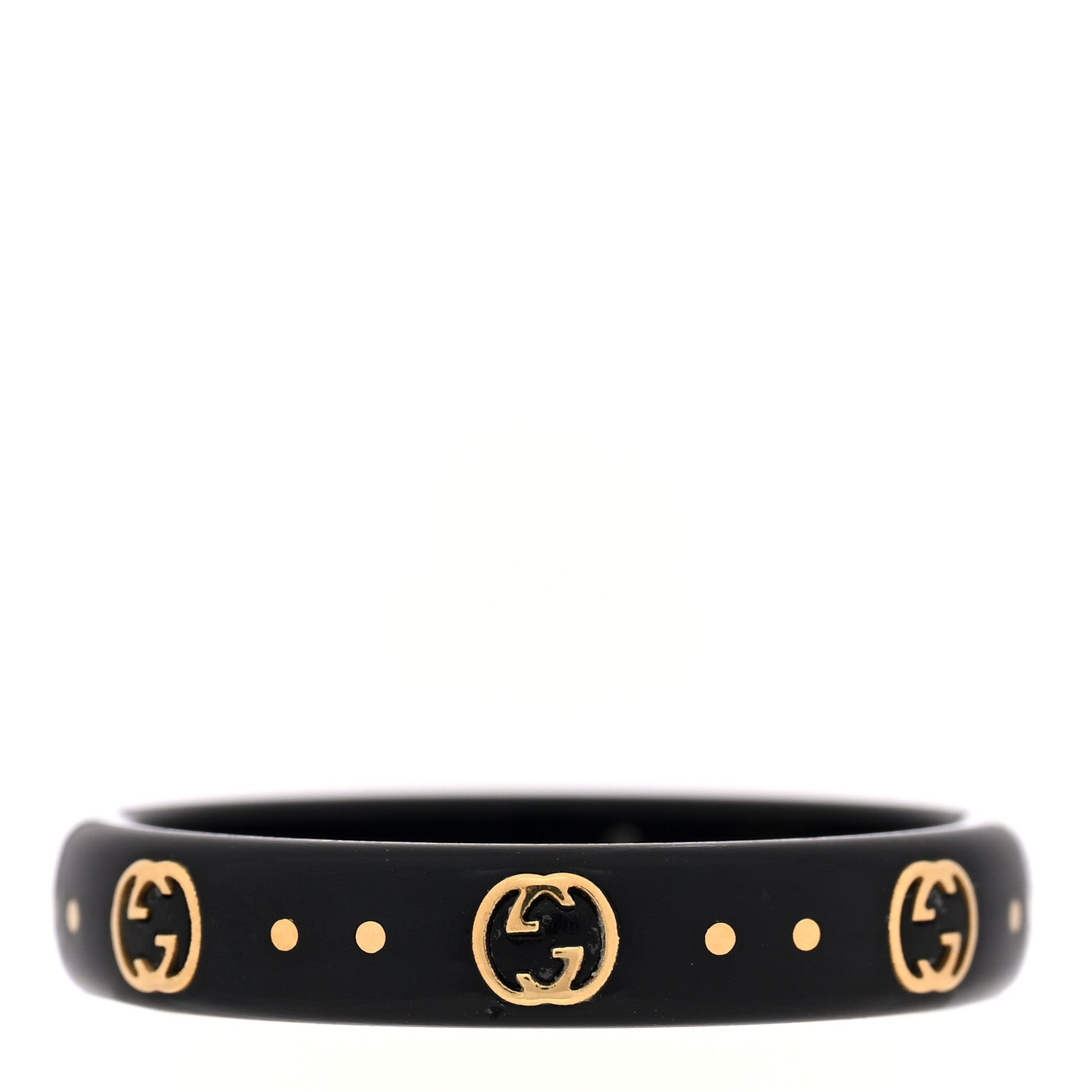 Gucci 18K Yellow Gold Synthetic Corundum Icon Ring 58 8.25 Black 1 of 6