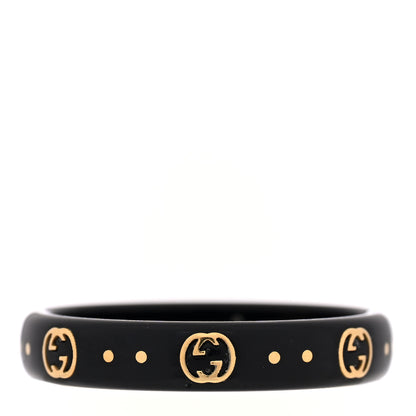 Gucci 18K Yellow Gold Synthetic Corundum Icon Ring 58 8.25 Black 1 of 6