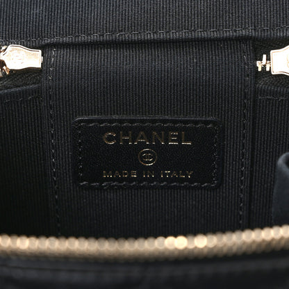 Chanel Lambskin Quilted Top Handle Mini Vanity Case With Chain Black 6 of 9