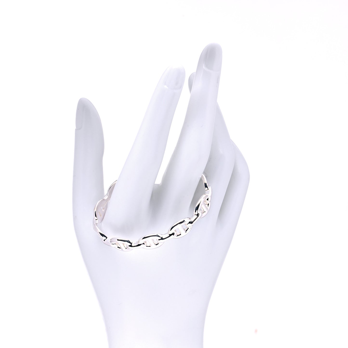 Sterling Silver MM Chaine d'Ancre Enchainee Cuff Bracelet SH