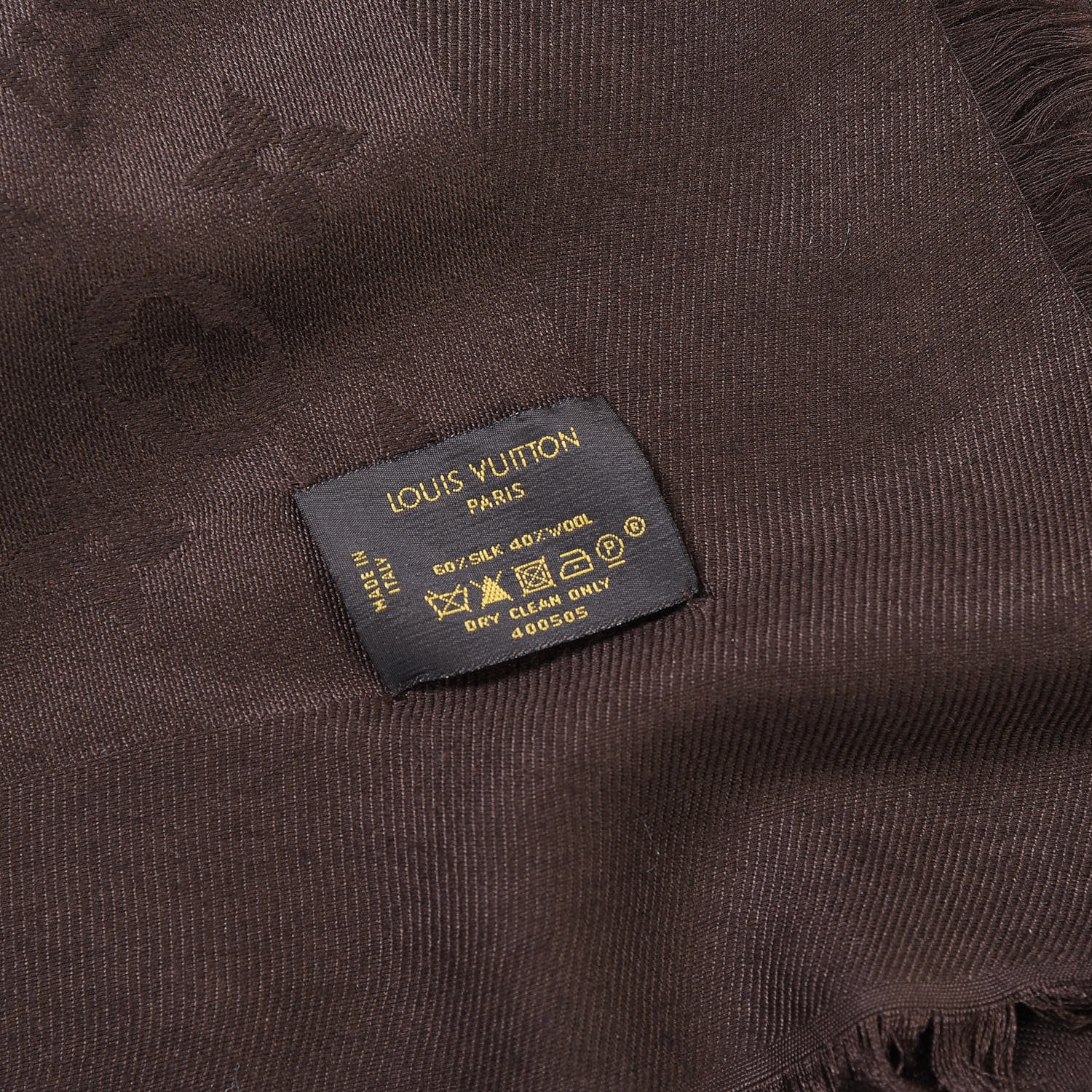 Louis Vuitton Wool Silk Monogram Shawl Chocolate 6 of 6