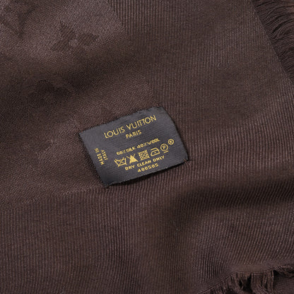 Louis Vuitton Wool Silk Monogram Shawl Chocolate 6 of 6