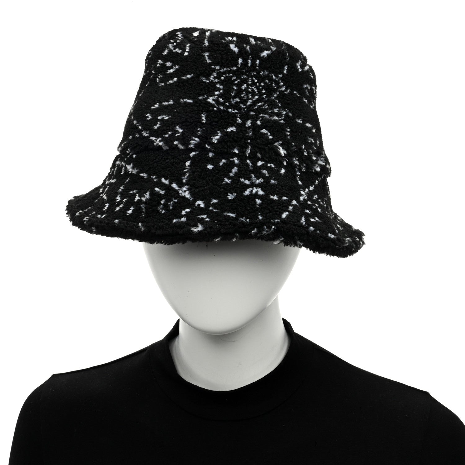 Chanel Faux Fur Bucket Hat S Black White 8 of 8