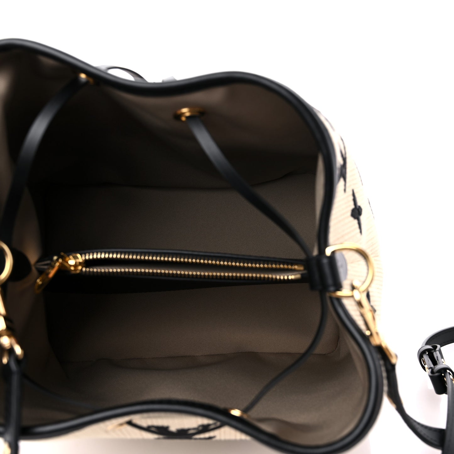 Cotton Monogram Embroidered Neonoe MM Beige Black